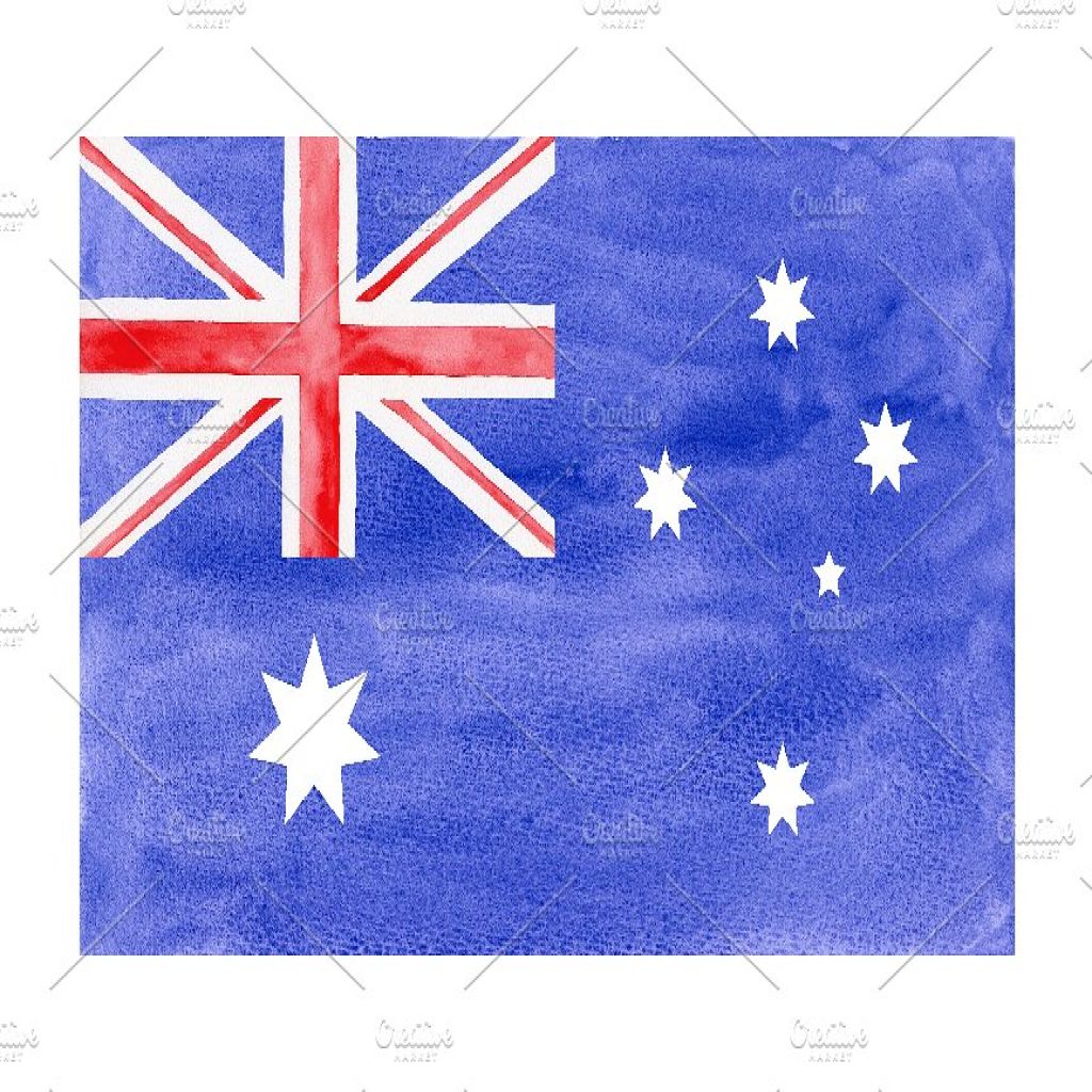 一枚水彩澳大利亚国旗watercolorflagofaustralia