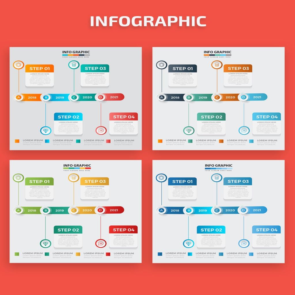 时间轴信息图表设计矢量图形素材 timeline infographic elements