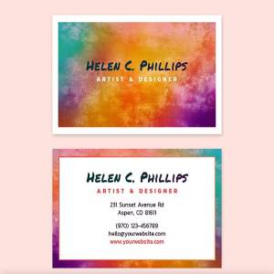 美丽现代的水彩名片模板 Watercolor Business Card Template 01