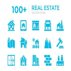 100多个房地产开发建设矢量图标  100+ Real Estate Vector Icons