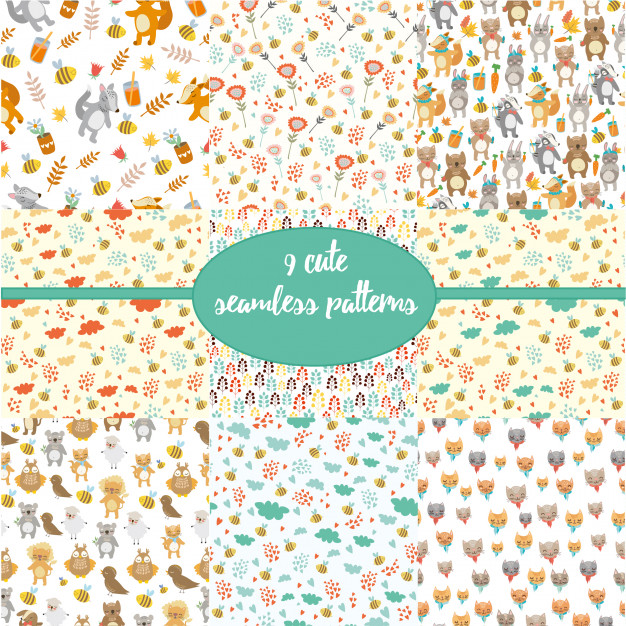 动物图案的背景套装系列 Set patterns with animals