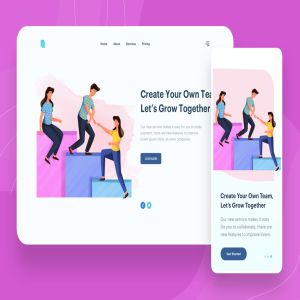 共同成长主题网站设计矢量插画素材 Grow Together Illustration – Website Header