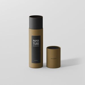 茶叶/咖啡高纸筒包装设计样机模板 Paper Tube Packaging Mockup – Slim Short