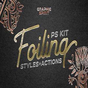 金属箔风格压印PS图层样式 Photoshop Foil Stamp Effect Toolkit