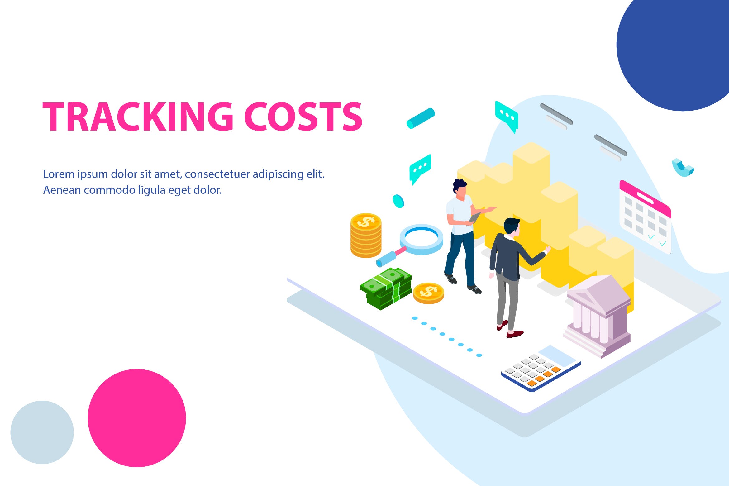 项目成本跟踪控制2.5D概念插画素材 Tracking Costs Isometric Illustration – FV