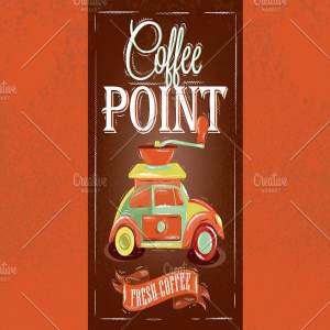 咖啡店复古海报模板 Retro poster coffee point插图3