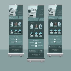 易拉宝Banner海报设计模板素材 Roll-up Banner Property Promotion