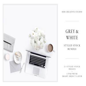 现代简约风格灰白配色场景模板 White & Grey Styled Stock Bundle