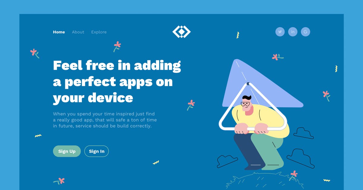 网站着陆页设计滑翔飞行者插画素材 Flying Landing Page Illustrations