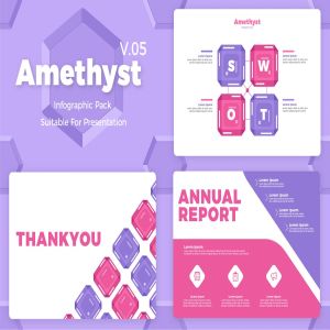 SWTO分析图设计信息图表矢量素材v5 Amethyst V5 – Infographic