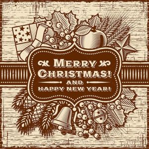 复古棕色圣诞快乐贺卡矢量设计模板 Merry Christmas Retro Card Brown插图2