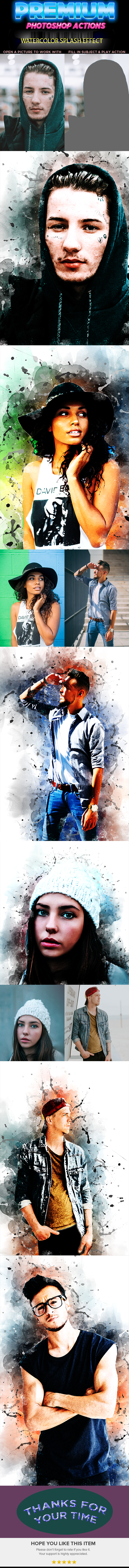 一款水彩飞溅效果的PS动作预设 WaterColor Splash Effect PS [atn]