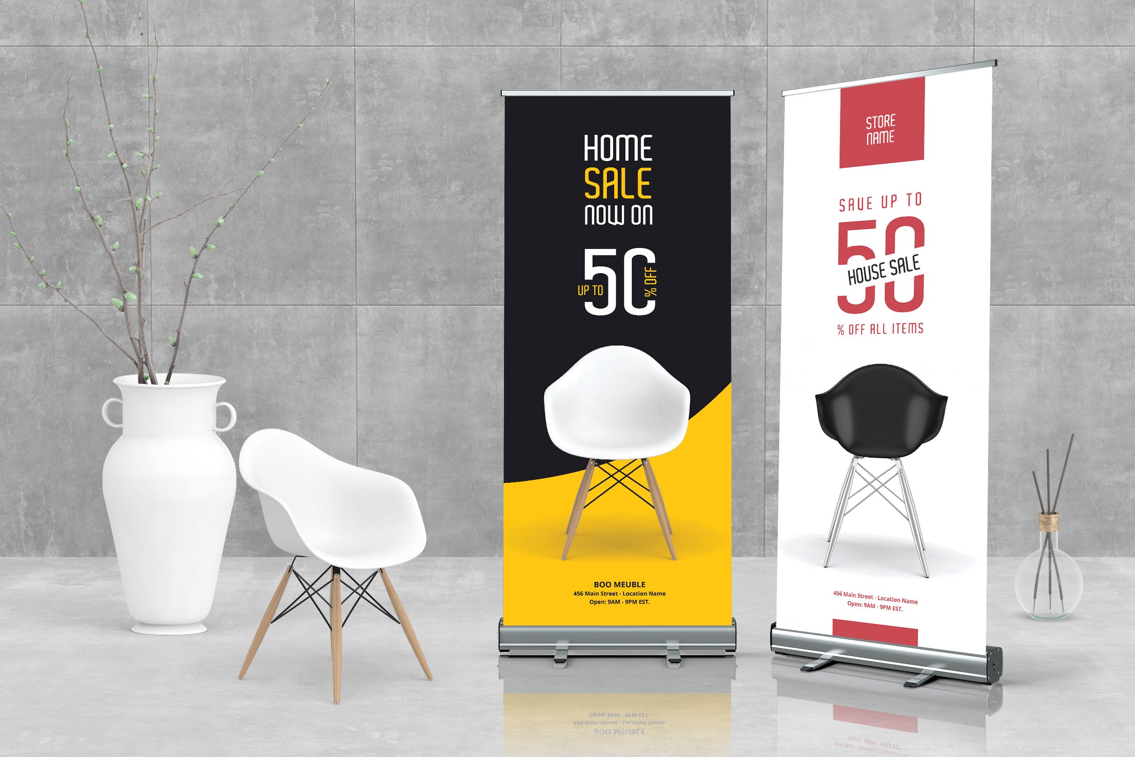 家具卖场X展架广告设计模板 Furniture Roll Up Banner