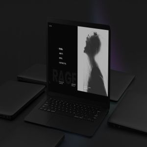 黑色超级笔记本屏幕预览样机模板 Black Laptop Mockup插图11