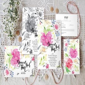 手绘花卉图案婚礼邀请函设计模板 Handpainted Wedding Invitation Suite