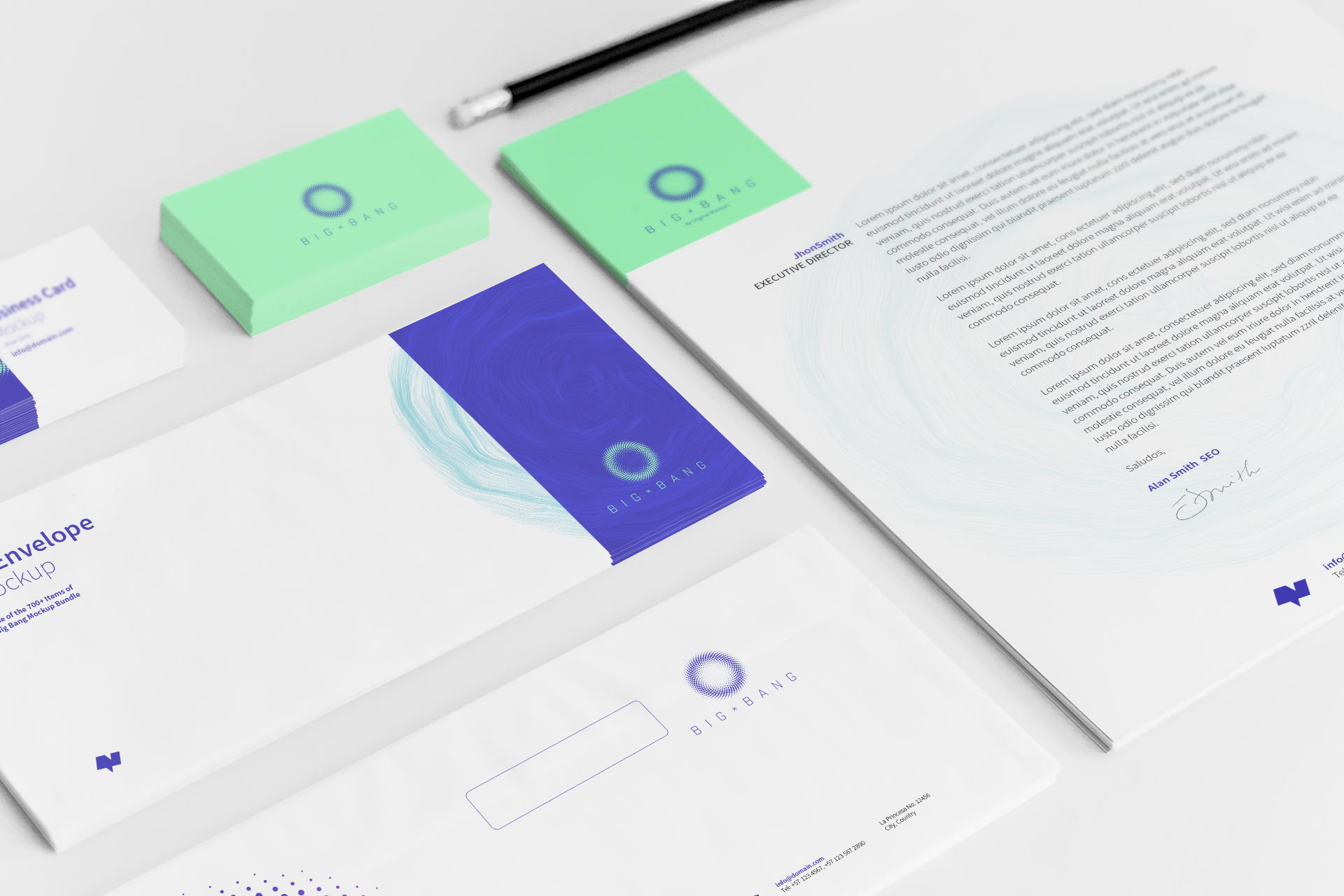 办公用品套装品牌VI设计效果预览图样机01 Stationery Mockup 01