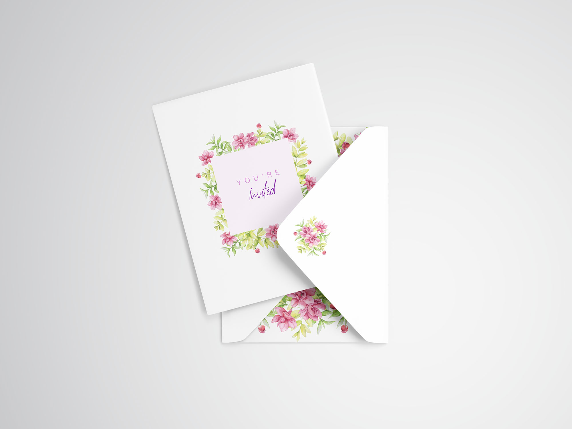 邀请卡&信封外观设计样机模板 Invitation Card Mockup