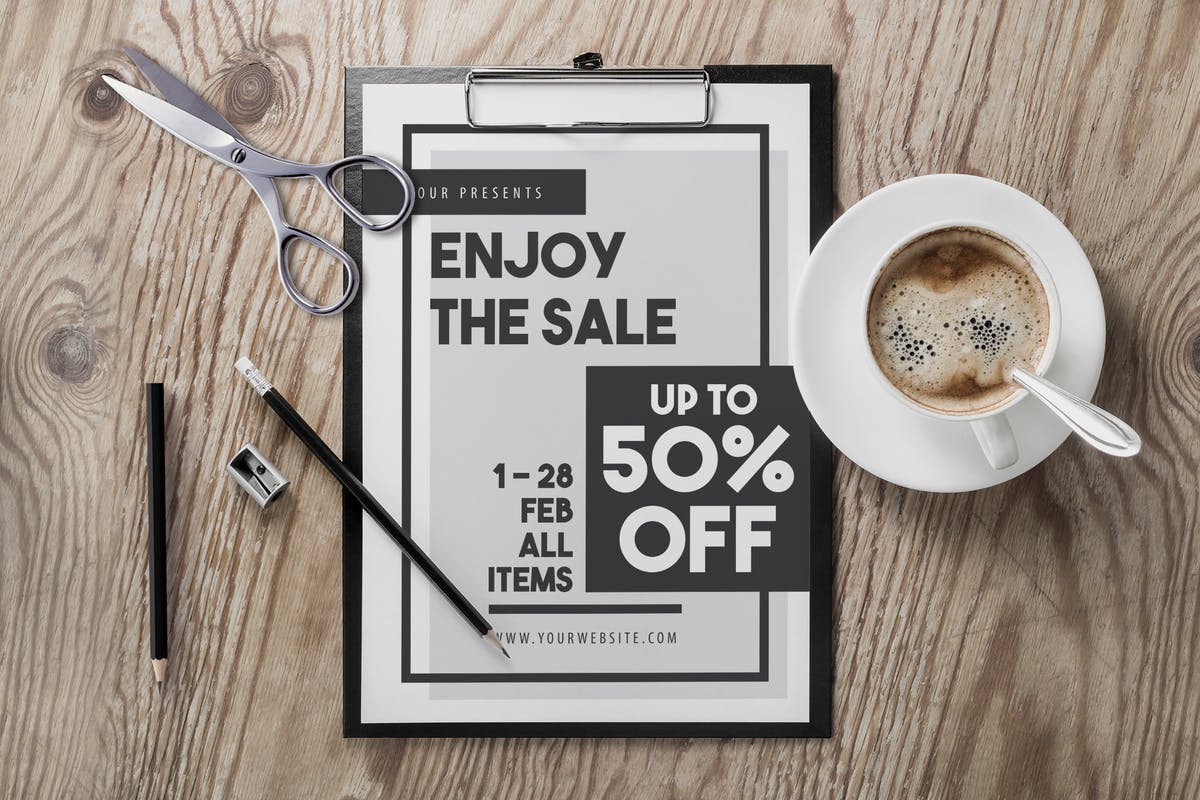 极简主义设计风格品牌促销广告海报模板 Big Sale Flyer