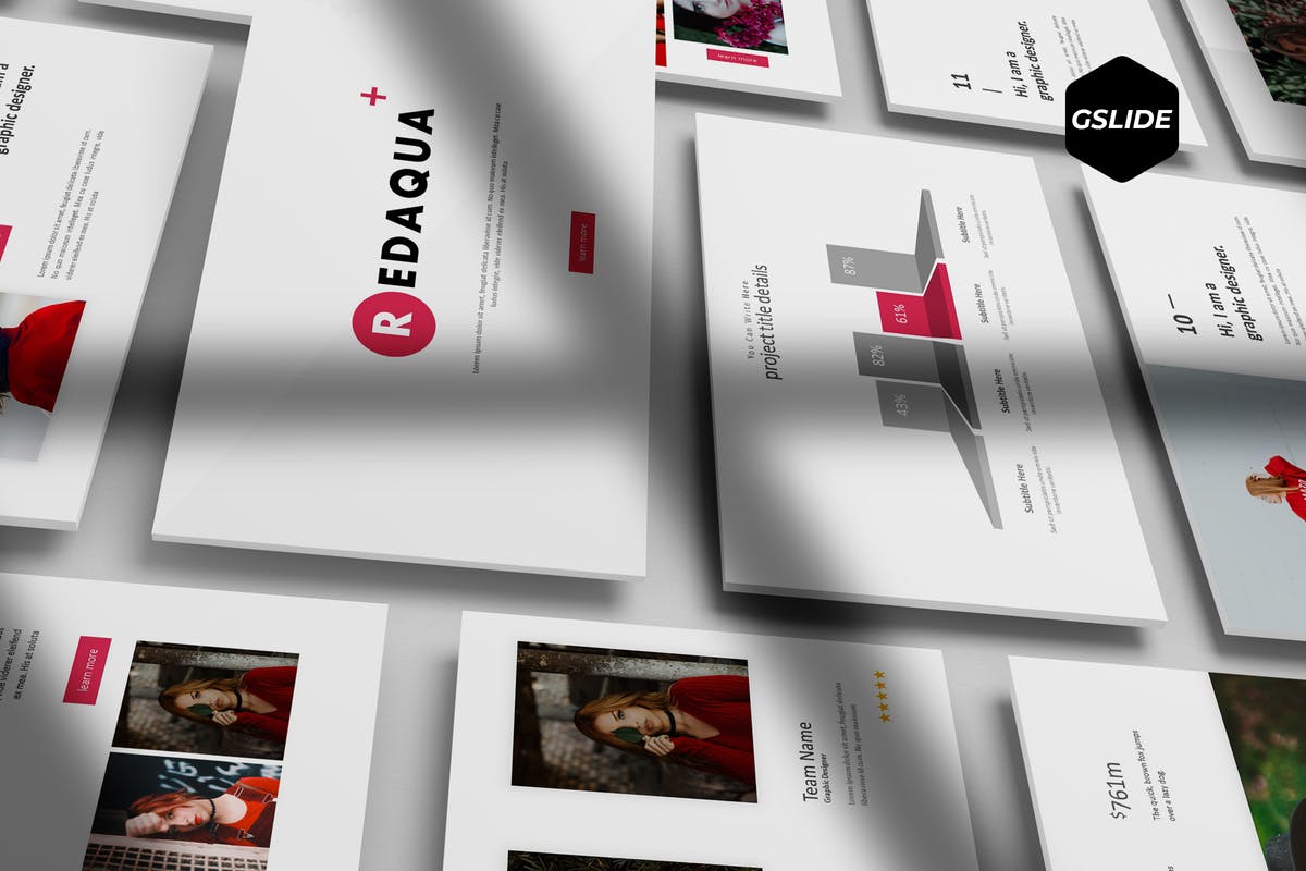 设计师个人简历履历Google Slides幻灯片模板 Redaqua – Google Slides Template