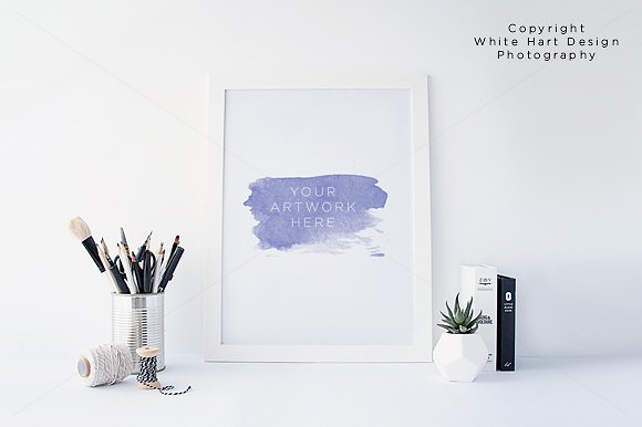 北欧系列冷淡风白色相框样机模板 White Frame mock up – PSD JPEG