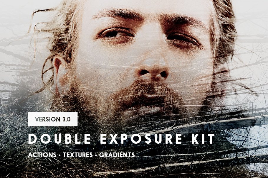 双重曝光人物照片特效PS动作 Double Exposure Kit