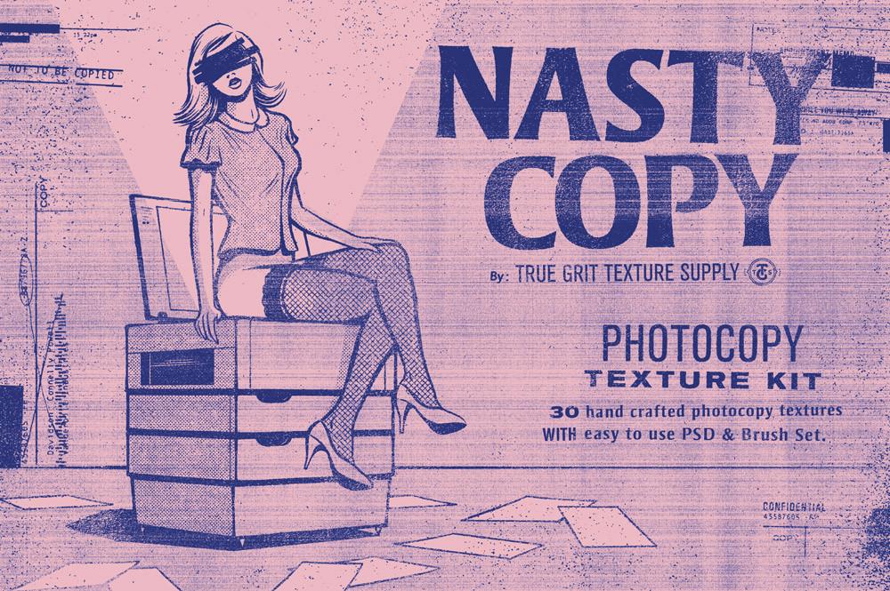 磨损的影印纹理&笔刷 NASTY COPY Photocopy Texture Kit