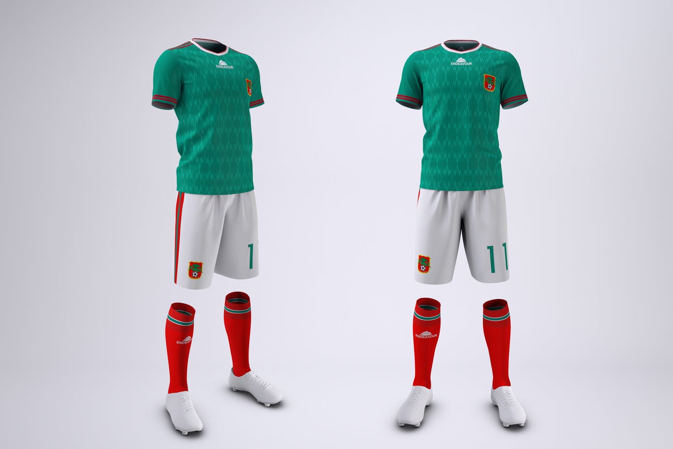 足球队服设计效果图预览样机 Soccer or Football Uniform Mock-Up