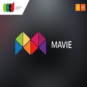 多彩三角形组合图形Logo模板 Mavie – Logo Template + Free BC