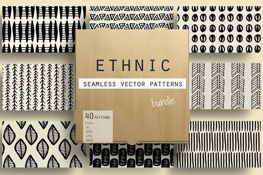 返璞归真传统部落文化图案背景纹理 Ethnic Handdrawn Patterns