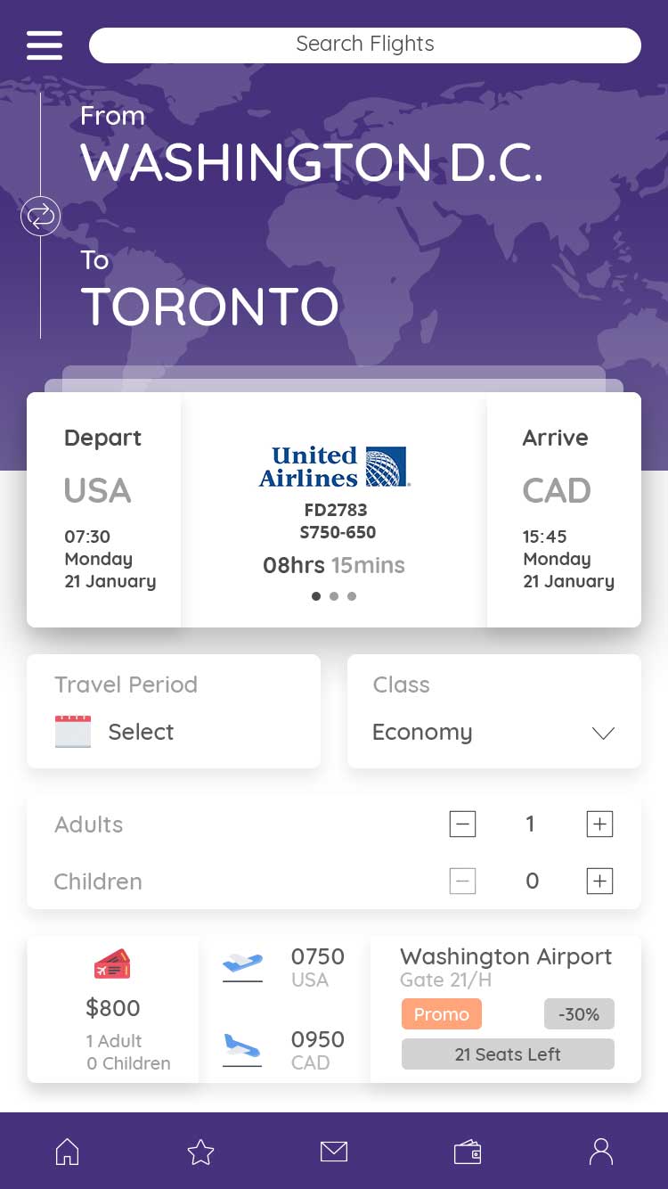 机票预定 APP 界面模板 Booking Plane Mobile Ui