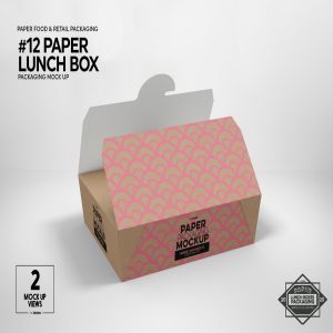 Download 午餐外卖外带包装纸盒设计图样机 Paper Lunch Boxes Packaging Mockups - 一流设计网