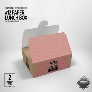 Download 午餐外卖外带包装纸盒设计图样机 Paper Lunch Boxes Packaging Mockups - 一流设计网