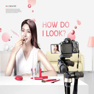 美容化妆直播主题海报设计素材