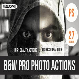 高端黑白人像照片效果PS动作 Black and white pro photo PS actions