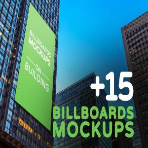 建筑物的广告牌样机展示模型mockups