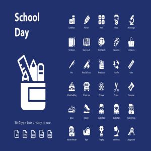 校园日教育主题字体图标素材 School Day (Glyph)