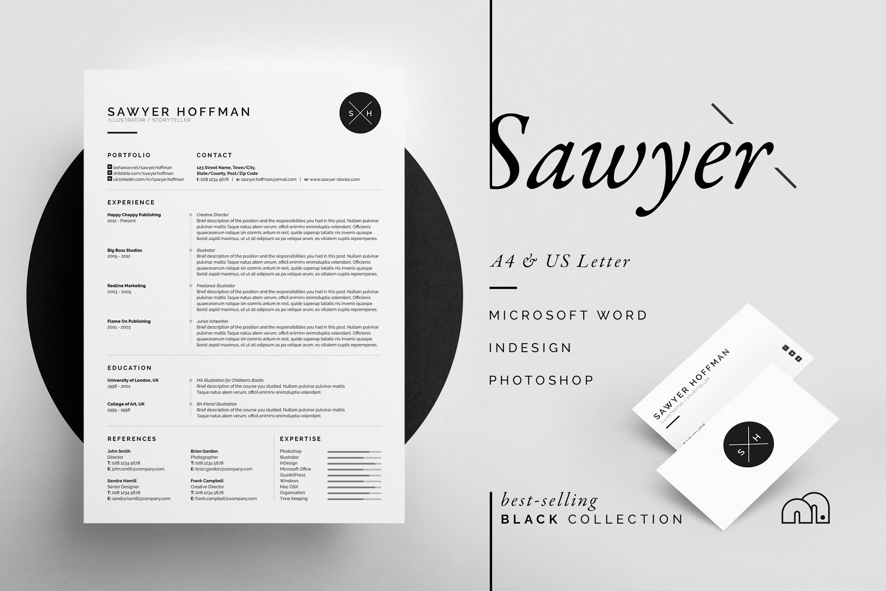 简约设计风个人电子简历模板 Sawyer – Resume/CV