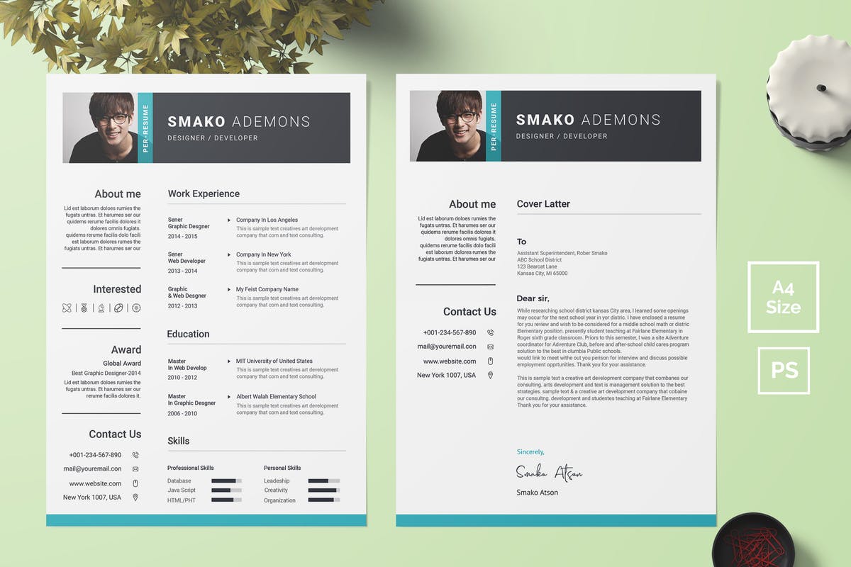 个人应聘简历&介绍信二合一多格式模板 Resume Template 38