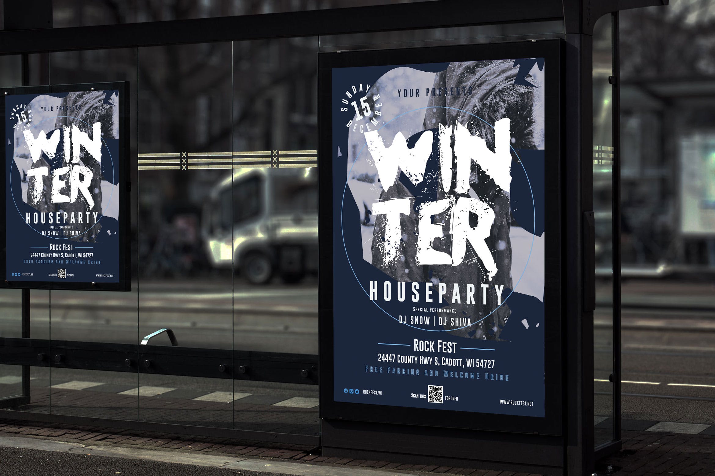 冬季音乐节活动宣传海报设计模板 Winter – Music Festival Poster RY