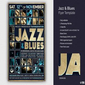 爵士音乐蓝调音乐主题传单PSD模板 Jazz and Blues Flyer PSD