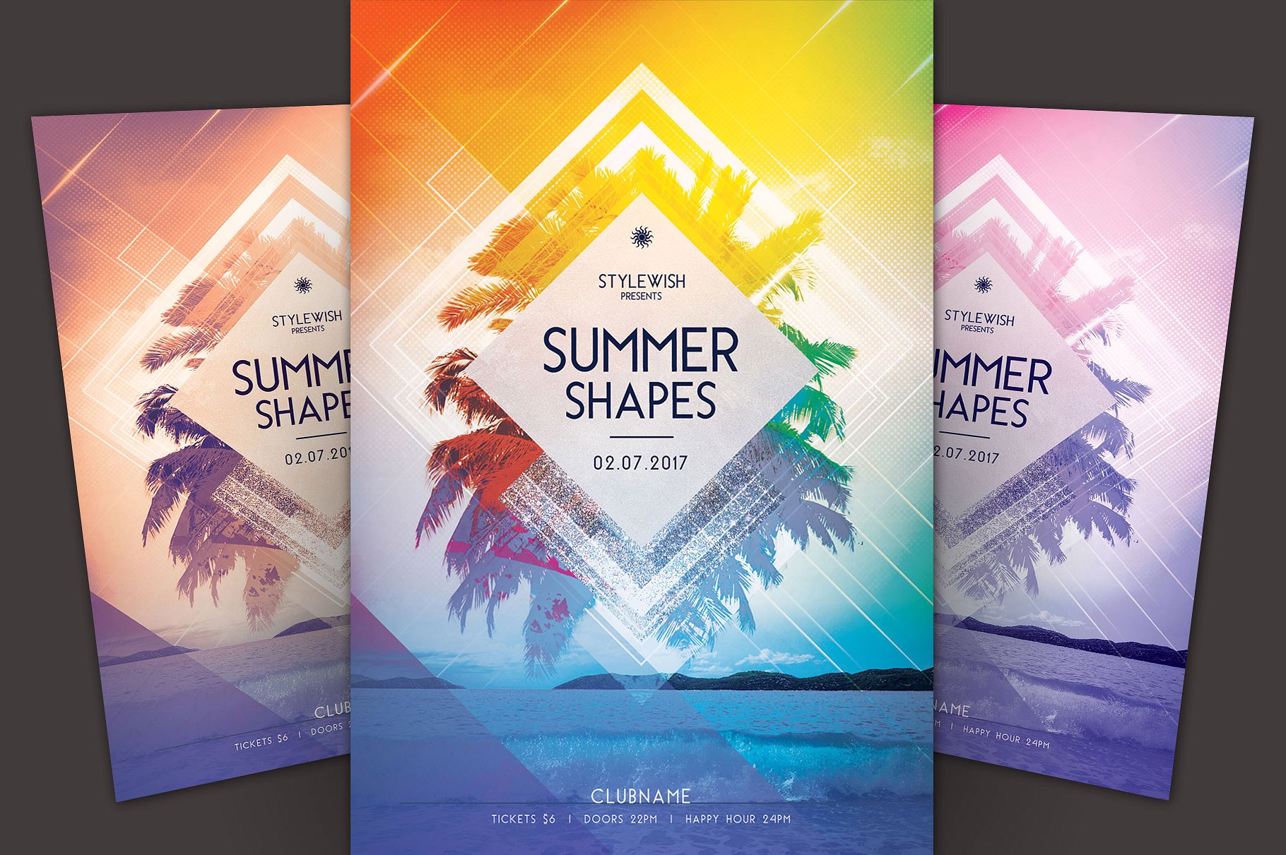 夏日海洋风主题传单PSD模板 Summer Shapes Flyer Template