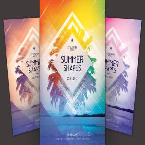 夏日海洋风主题传单PSD模板 Summer Shapes Flyer Template