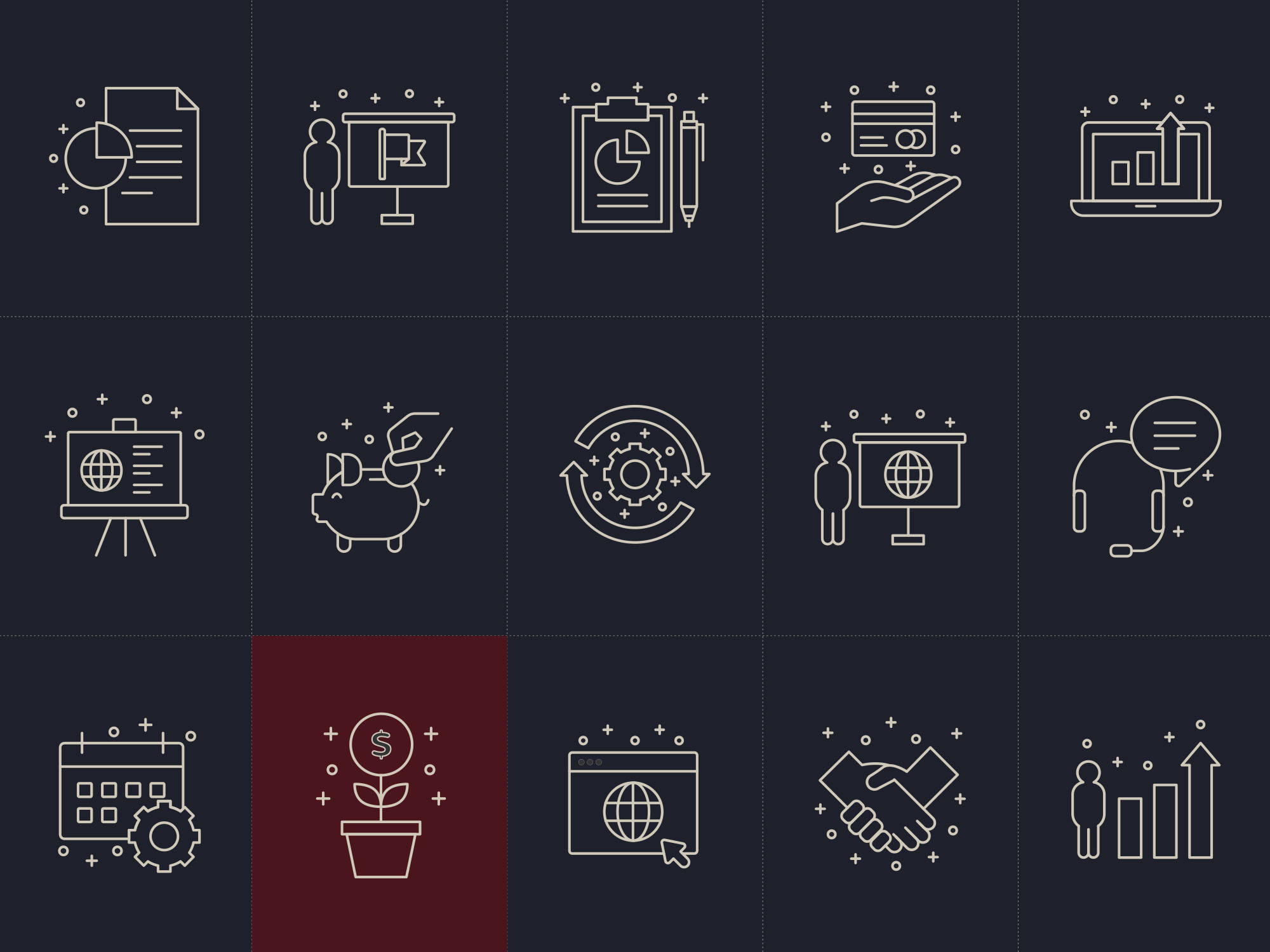 商业商务主题矢量线性图标素材 Business Vector Icons