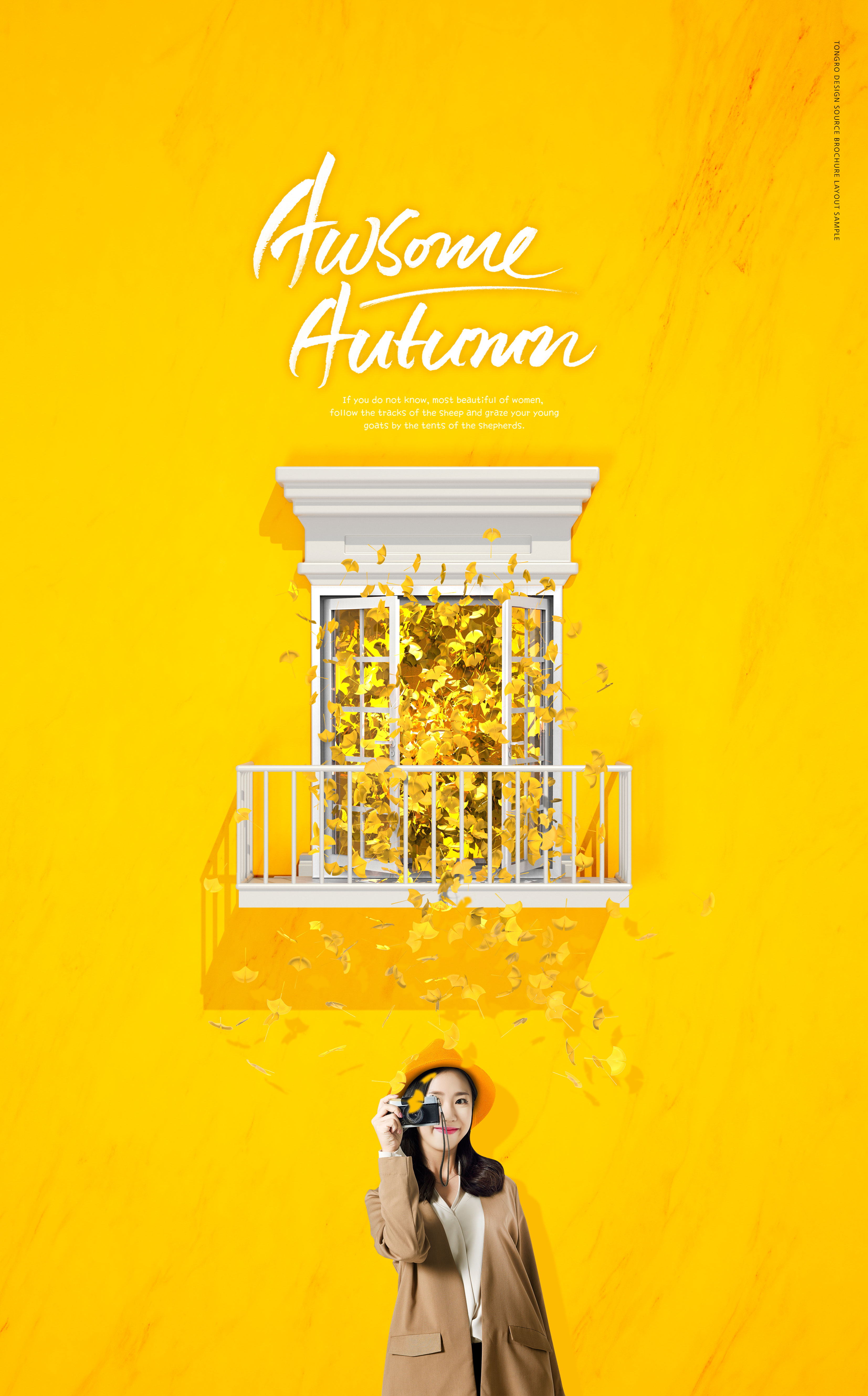 金色秋天旅行相关主题海报psd素材