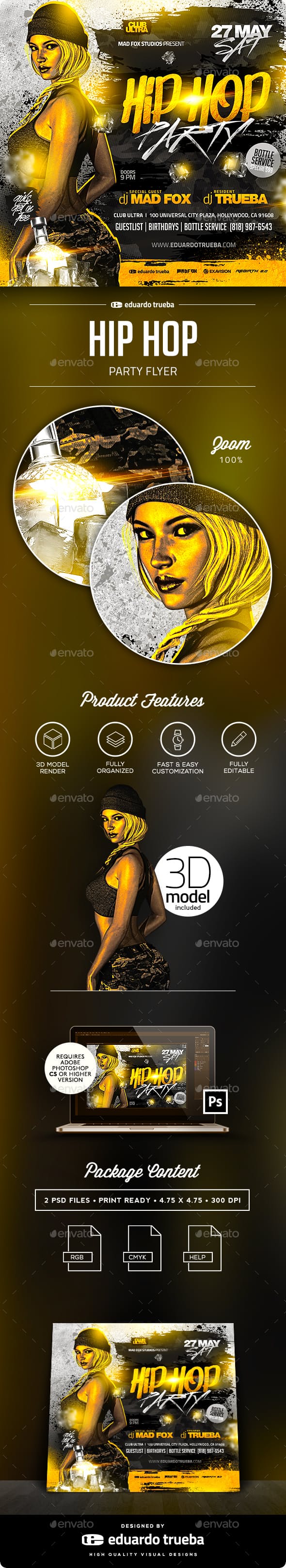 街头嘻哈派对传单模板