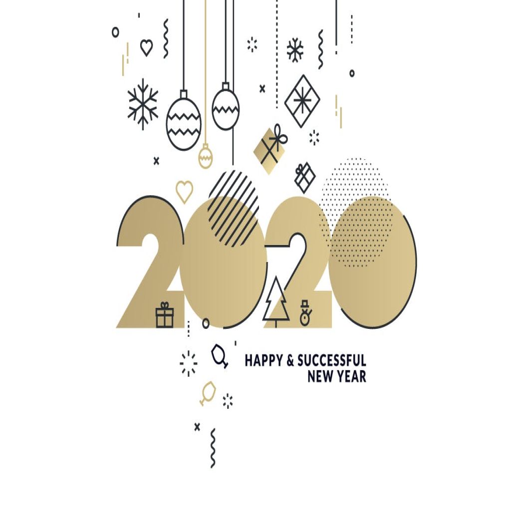 圣诞节 年新年主题创意数字矢量插画设计素材v1 Happy New Year Business Greeting Card 一流设计网