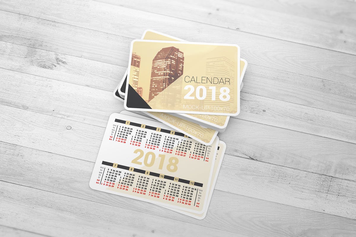 口袋便携式日历样机模板 Pocket Calendar Mock-Up
