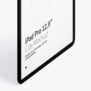 iPad Pro平板电脑UI设计效果图右视图样机02 Clay iPad Pro 12.9” Mockup, Isometric Right View 02插图3