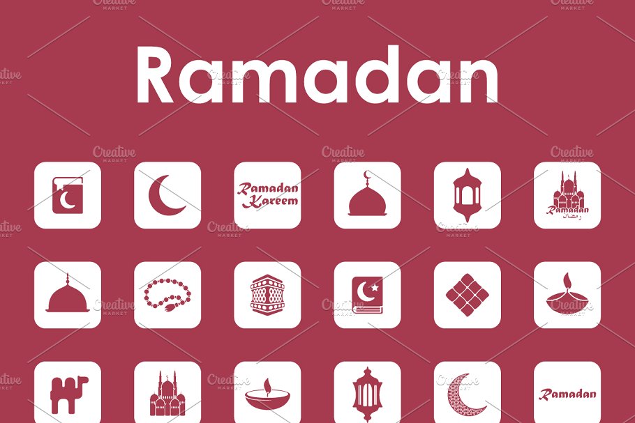 36枚斋月宗教主题图标 36 ramadan simple icons