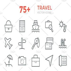 75+旅游交通行程矢量线型图标 75+ Travel Vector Icons